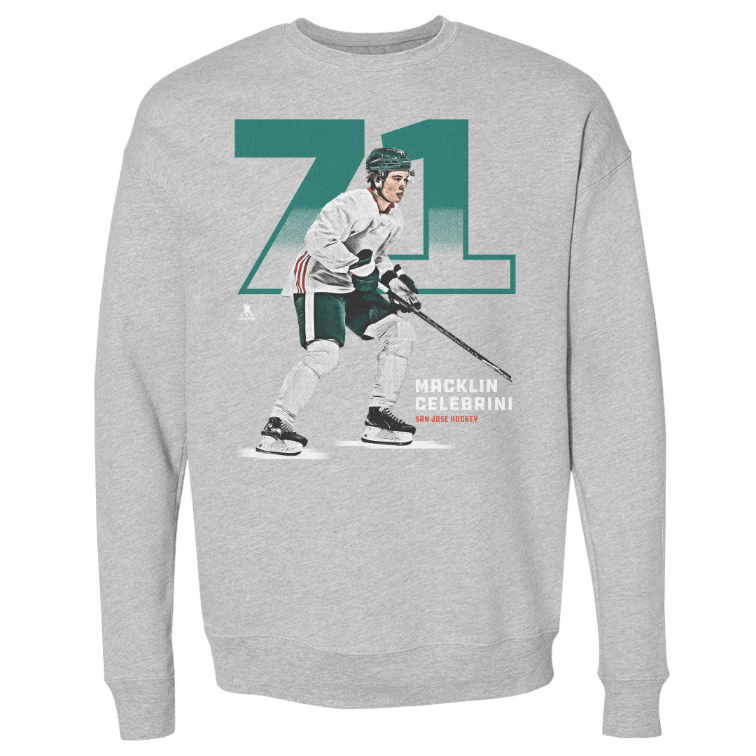 Macklin Celebrini Men's Crewneck Sweatshirt | 500 LEVEL