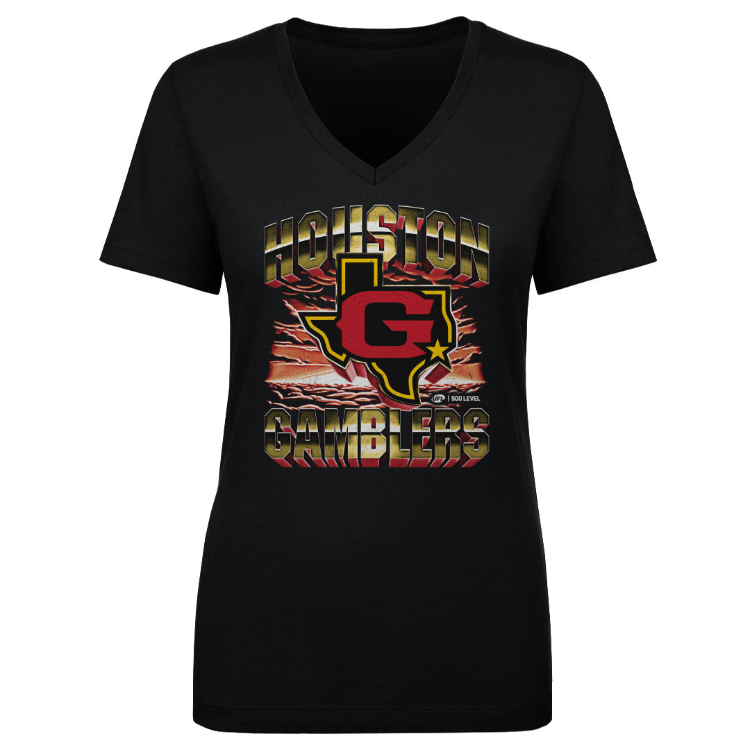 Houston Gamblers Women's V-Neck T-Shirt | 500 LEVEL