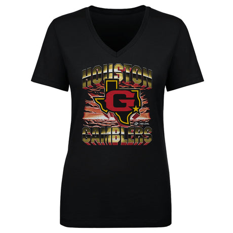 Houston Gamblers Women's V-Neck T-Shirt | 500 LEVEL