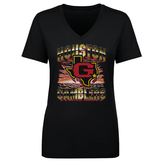 Houston Gamblers Women's V-Neck T-Shirt | 500 LEVEL