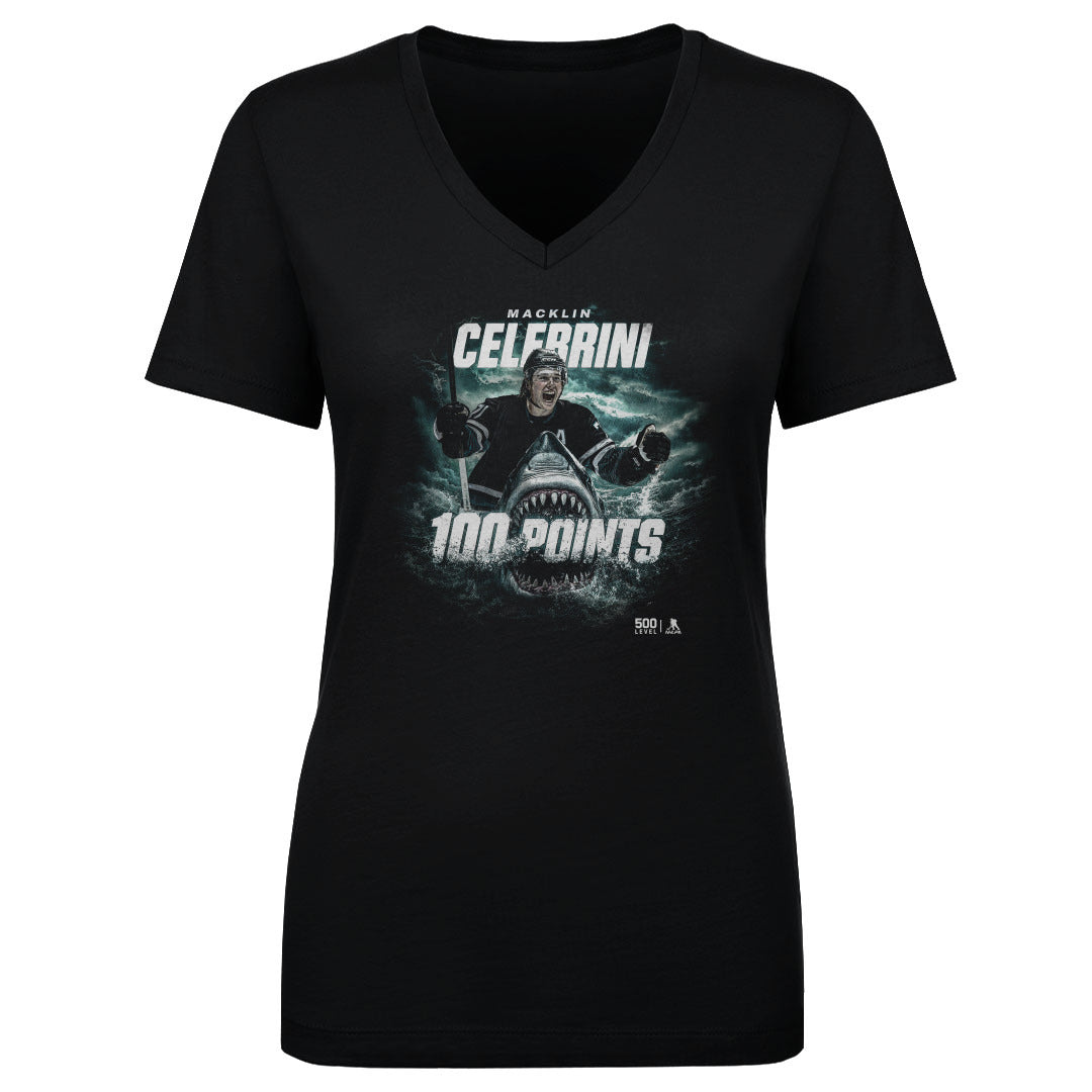 Macklin Celebrini Women's V-Neck T-Shirt | 500 LEVEL