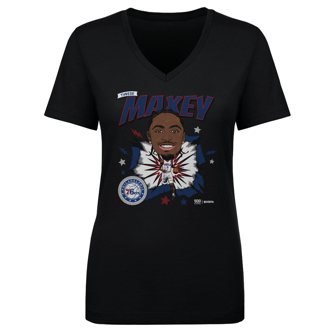 Tyrese Maxey Women's V-Neck T-Shirt | 500 LEVEL