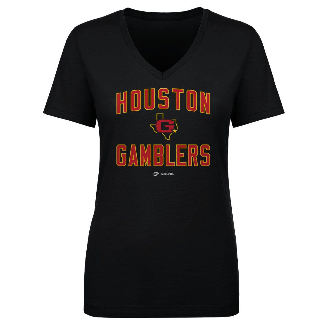 Houston Gamblers Women's V-Neck T-Shirt | 500 LEVEL