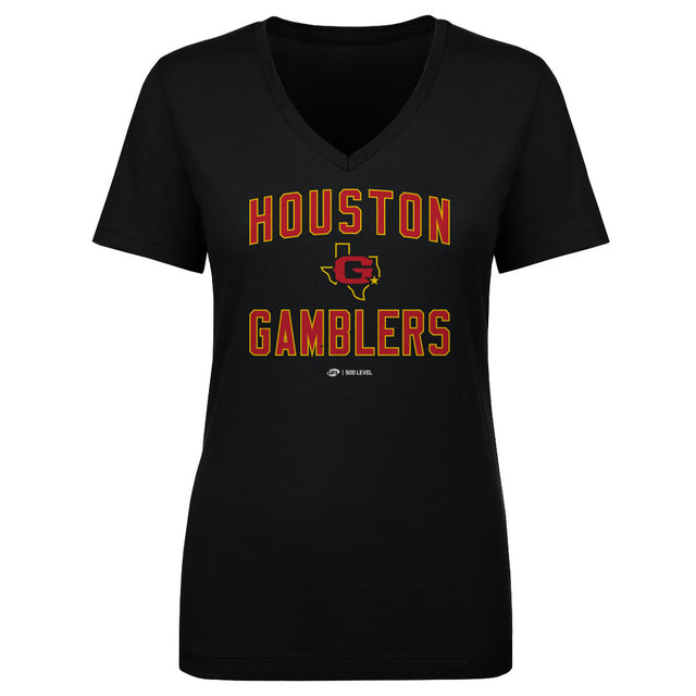 Houston Gamblers Women's V-Neck T-Shirt | 500 LEVEL