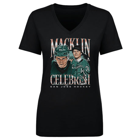 Macklin Celebrini Women's V-Neck T-Shirt | 500 LEVEL