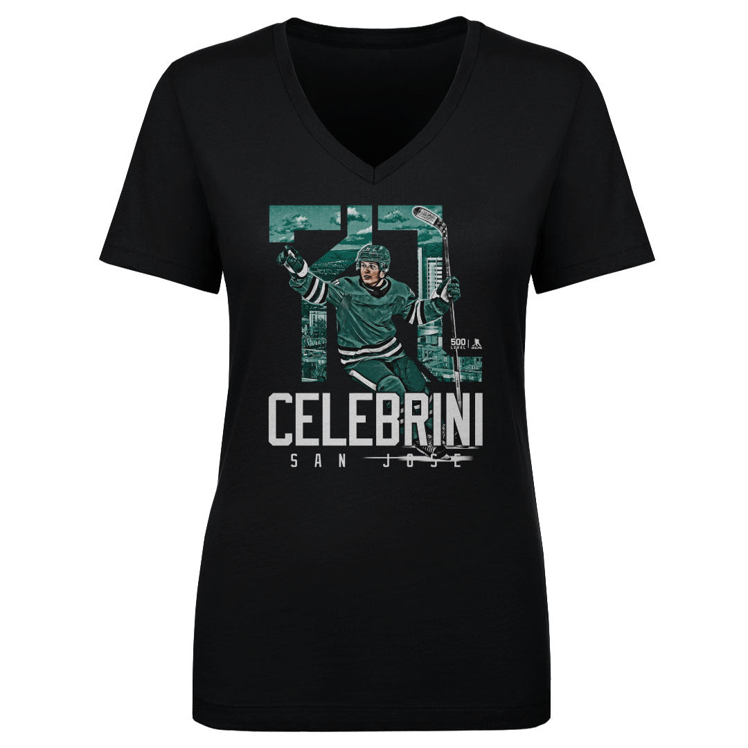 Macklin Celebrini Women's V-Neck T-Shirt | 500 LEVEL