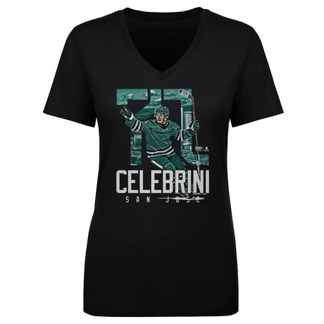 Macklin Celebrini Women's V-Neck T-Shirt | 500 LEVEL