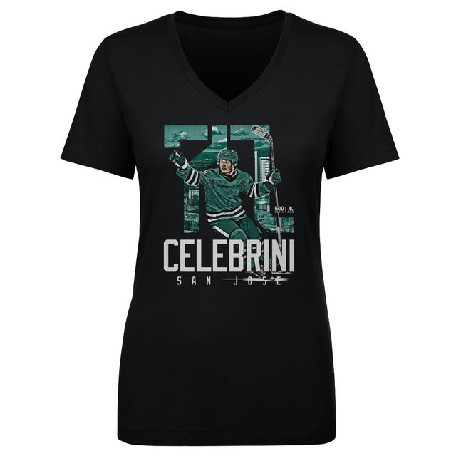 Macklin Celebrini Women's V-Neck T-Shirt | 500 LEVEL