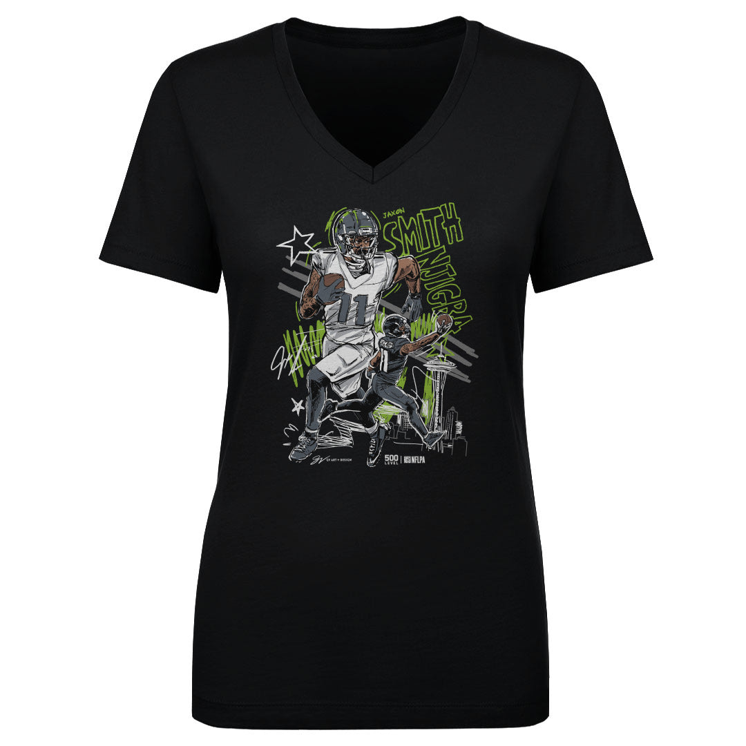 Jaxon Smith-Njigba Women's V-Neck T-Shirt | 500 LEVEL