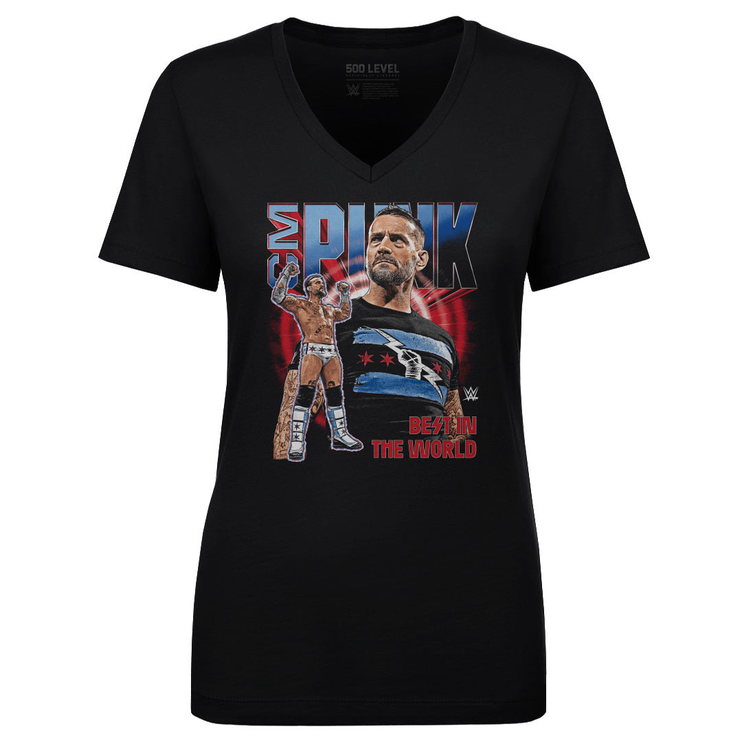 CM Punk Women's V-Neck T-Shirt | 500 LEVEL