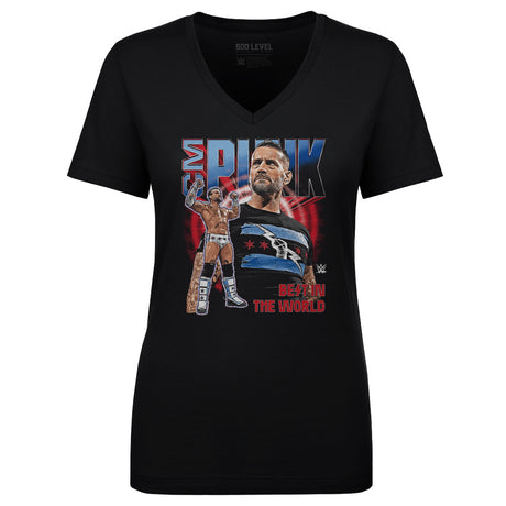 CM Punk Women's V-Neck T-Shirt | 500 LEVEL