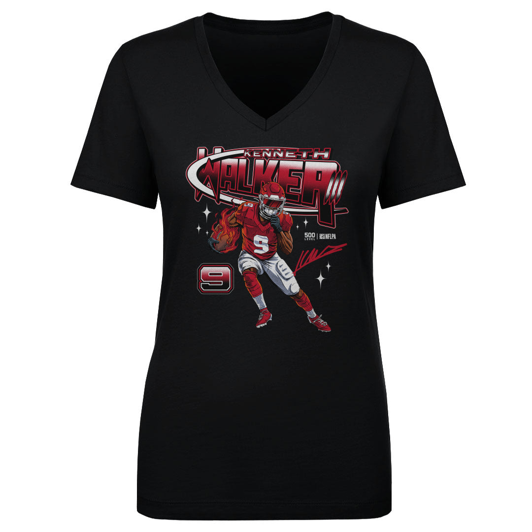 Kenneth Walker III Women's V-Neck T-Shirt | 500 LEVEL