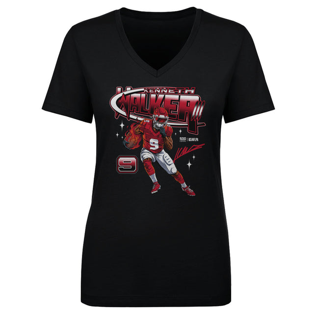 Kenneth Walker III Women's V-Neck T-Shirt | 500 LEVEL