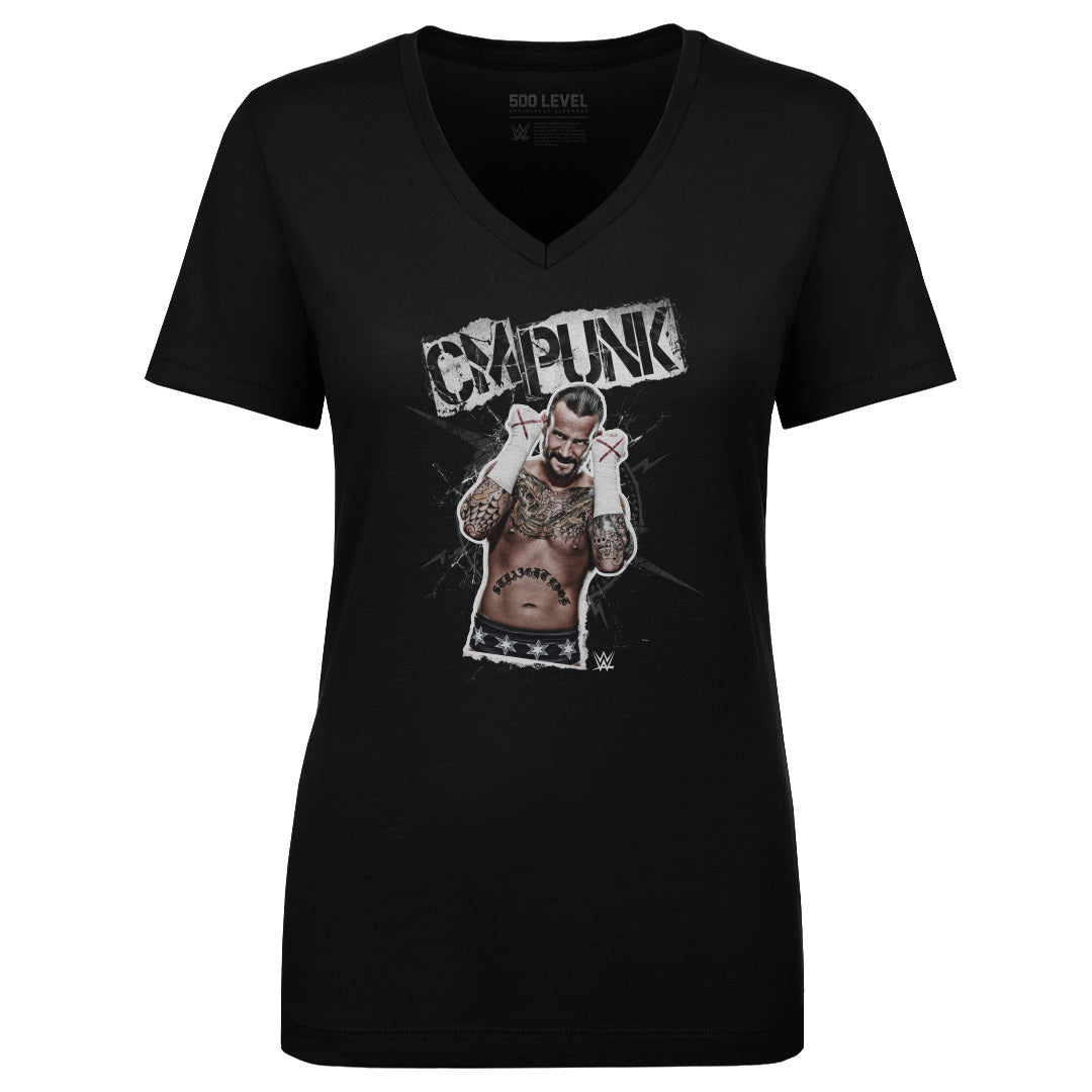 CM Punk Women's V-Neck T-Shirt | 500 LEVEL