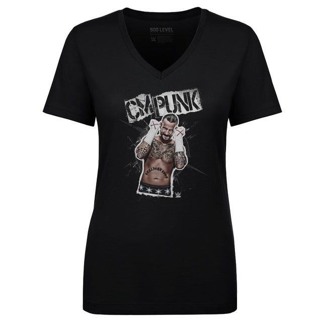 CM Punk Women's V-Neck T-Shirt | 500 LEVEL