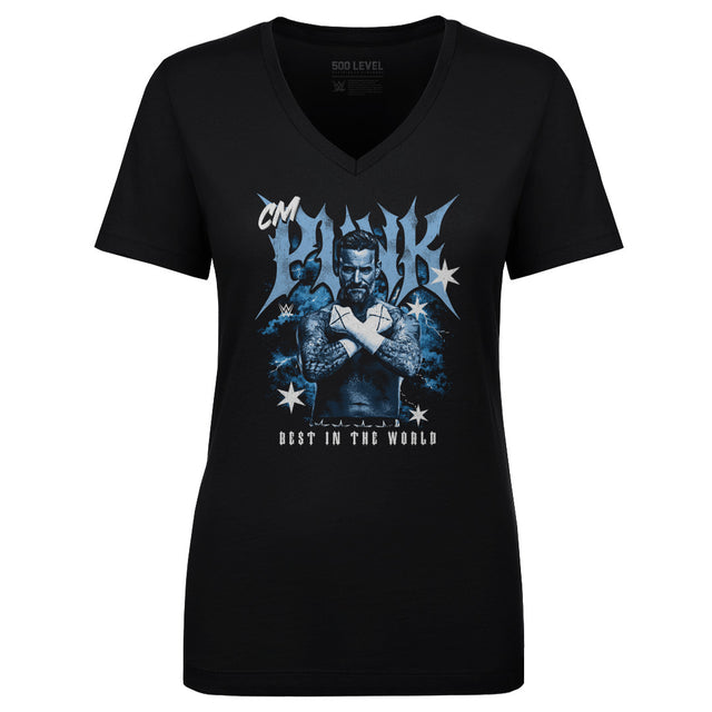 CM Punk Women's V-Neck T-Shirt | 500 LEVEL