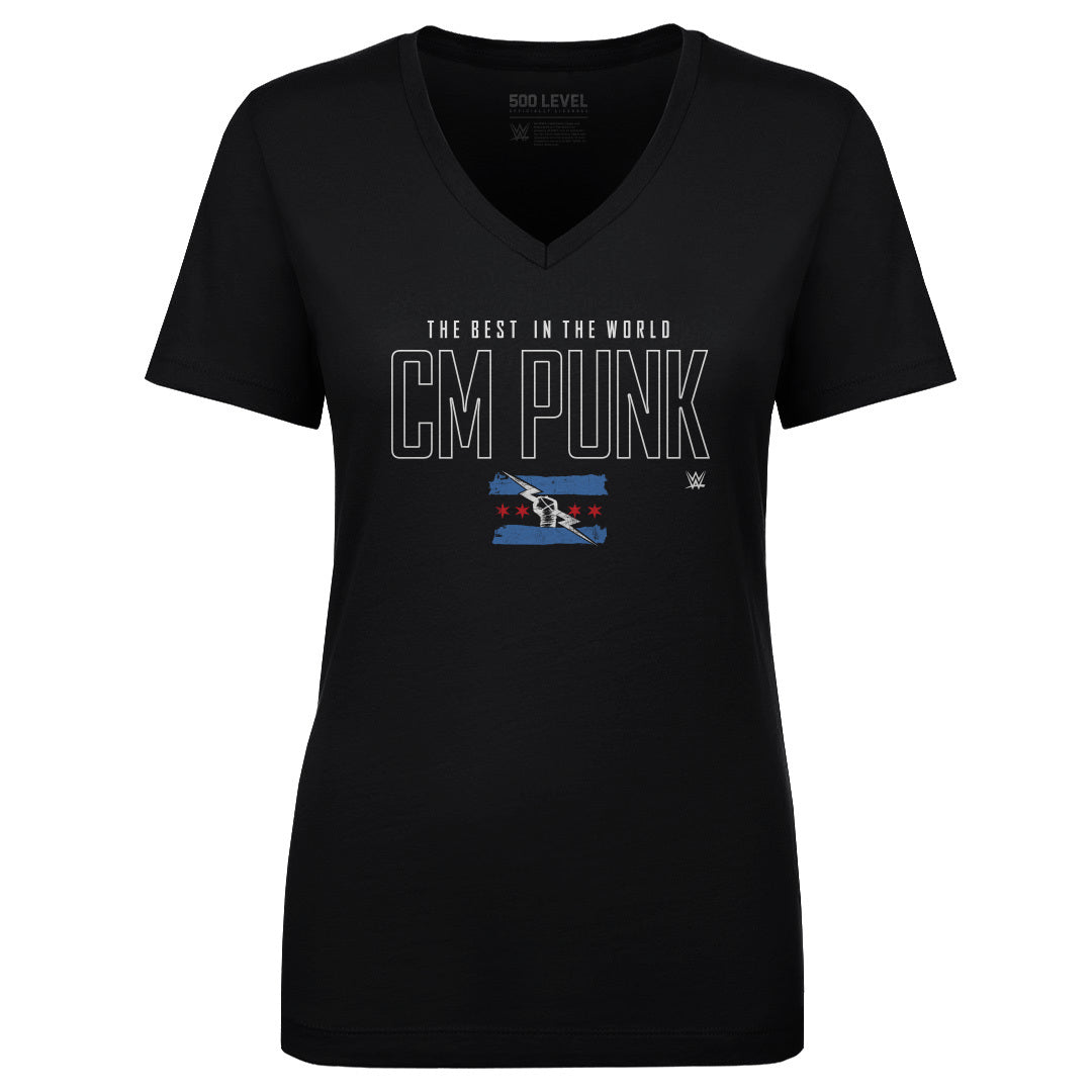 CM Punk Women's V-Neck T-Shirt | 500 LEVEL