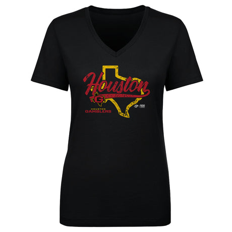 Houston Gamblers Women's V-Neck T-Shirt | 500 LEVEL