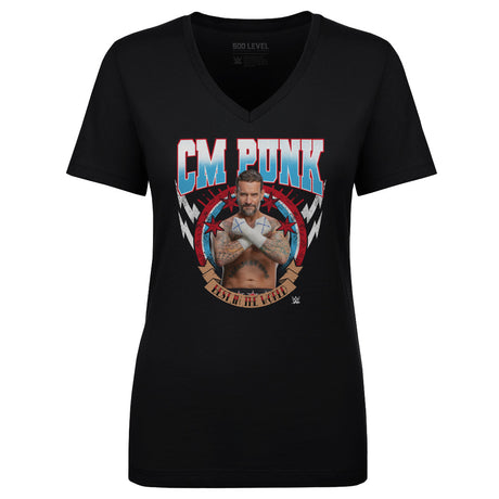 CM Punk Women's V-Neck T-Shirt | 500 LEVEL