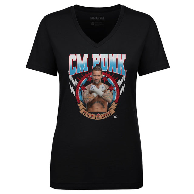CM Punk Women's V-Neck T-Shirt | 500 LEVEL