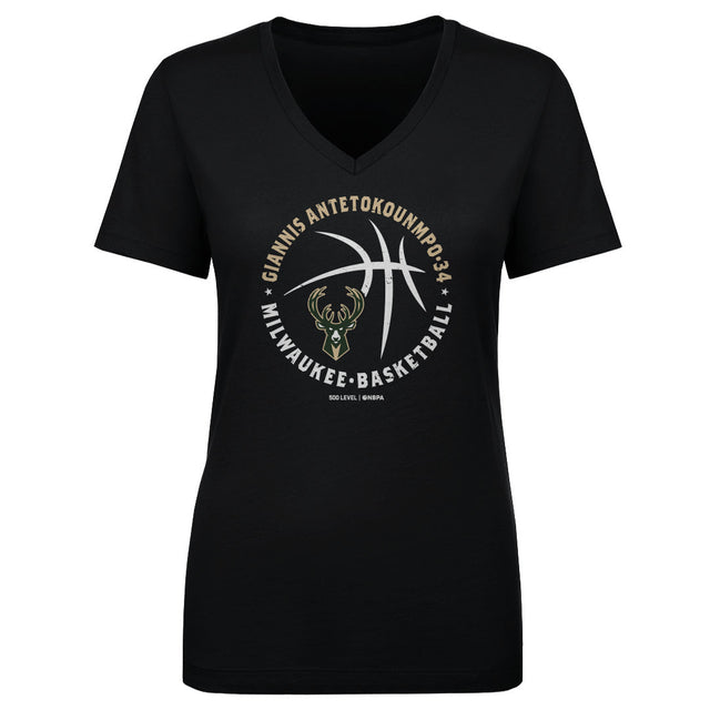 Giannis Antetokounmpo Women's V-Neck T-Shirt | 500 LEVEL