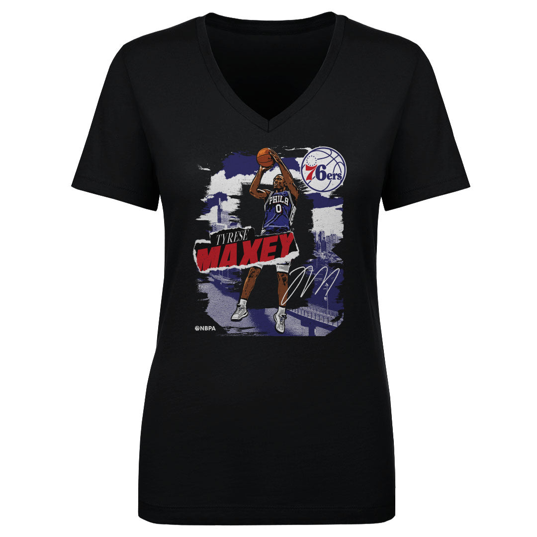 Tyrese Maxey Women's V-Neck T-Shirt | 500 LEVEL