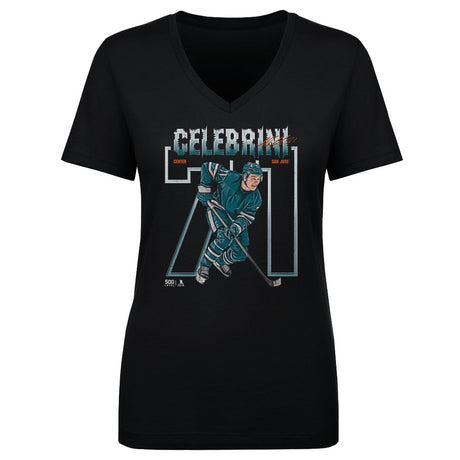 Macklin Celebrini Women's V-Neck T-Shirt | 500 LEVEL