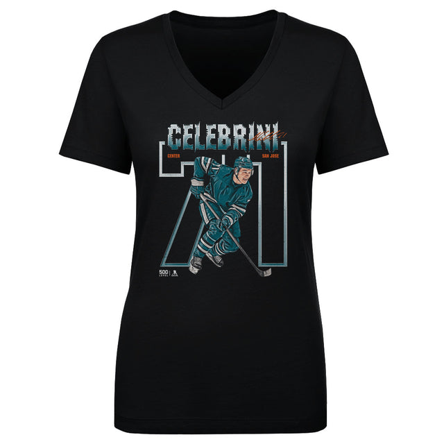 Macklin Celebrini Women's V-Neck T-Shirt | 500 LEVEL