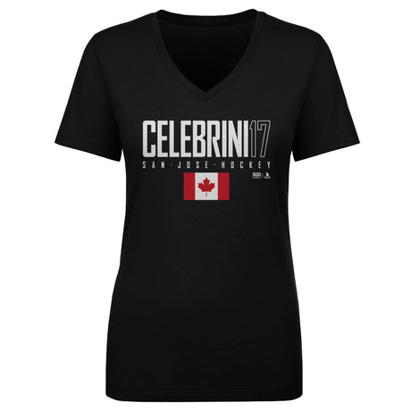 Macklin Celebrini Women's V-Neck T-Shirt | 500 LEVEL