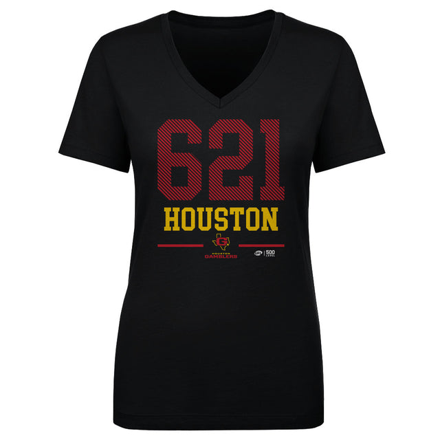 Houston Gamblers Women's V-Neck T-Shirt | 500 LEVEL