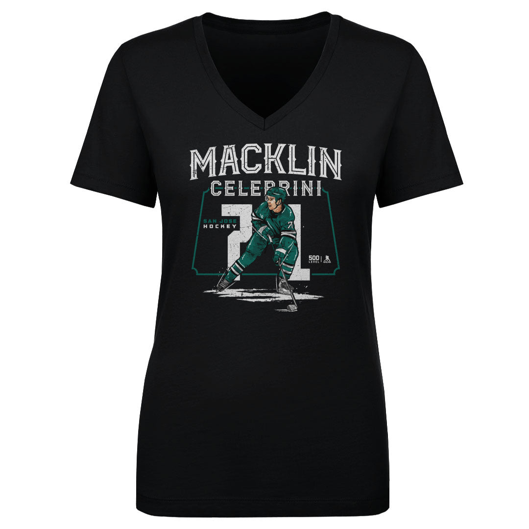 Macklin Celebrini Women's V-Neck T-Shirt | 500 LEVEL