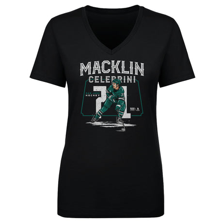 Macklin Celebrini Women's V-Neck T-Shirt | 500 LEVEL