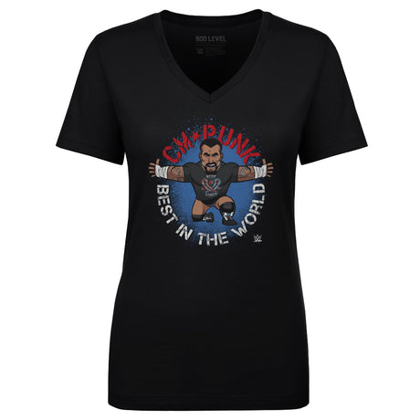 CM Punk Women's V-Neck T-Shirt | 500 LEVEL