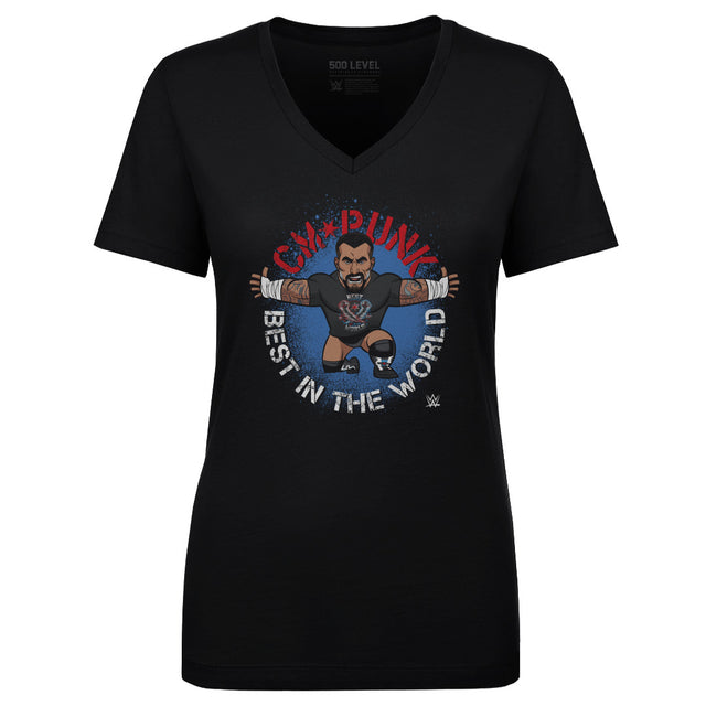 CM Punk Women's V-Neck T-Shirt | 500 LEVEL