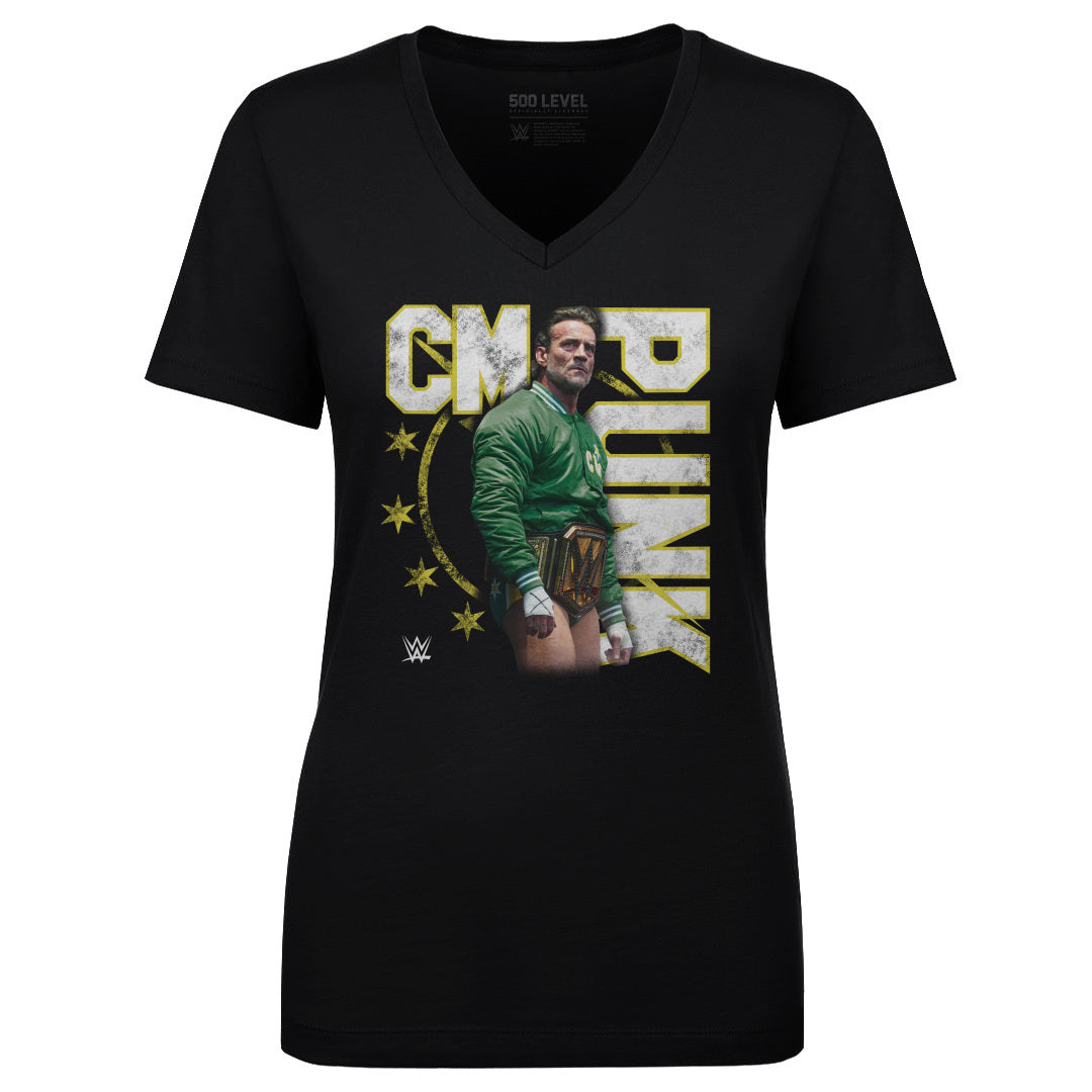 CM Punk Women's V-Neck T-Shirt | 500 LEVEL
