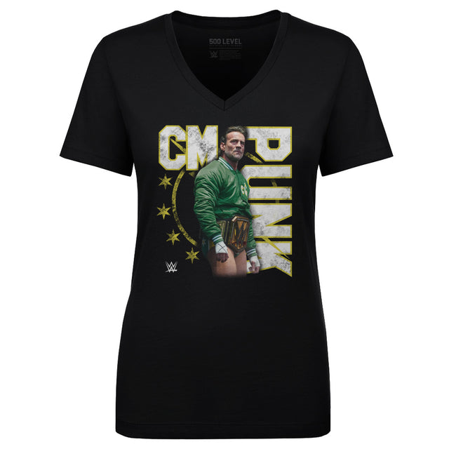 CM Punk Women's V-Neck T-Shirt | 500 LEVEL