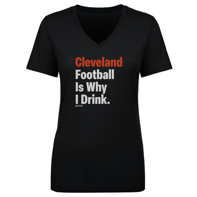 Cleveland Football Women's V-Neck T-Shirt | 500 LEVEL