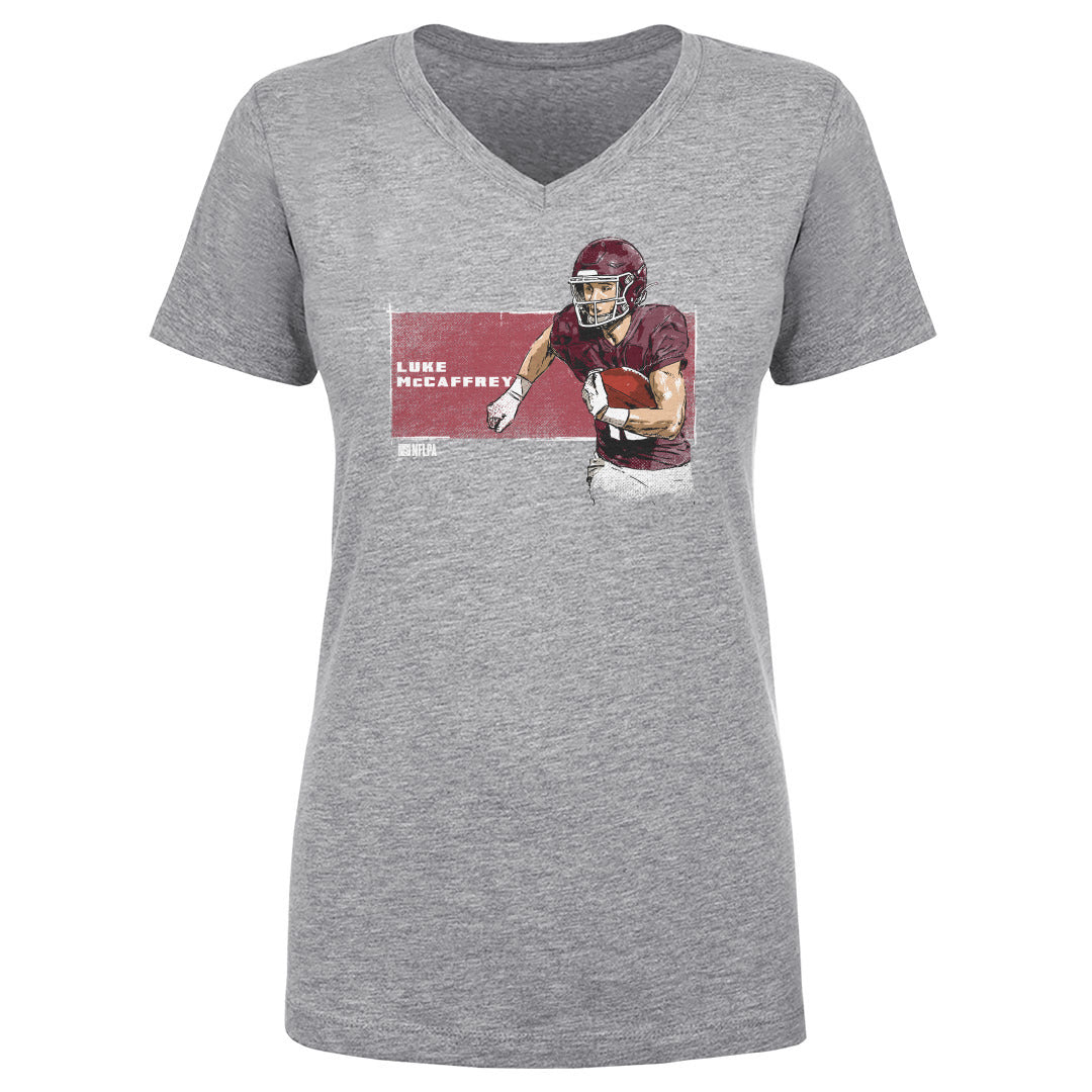 Luke McCaffrey Women&#39;s V-Neck T-Shirt | 500 LEVEL