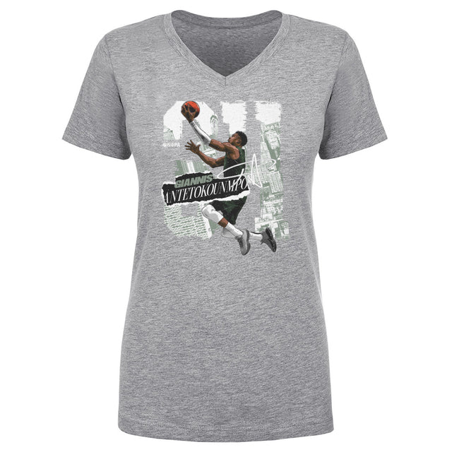 Giannis Antetokounmpo Women's V-Neck T-Shirt | 500 LEVEL