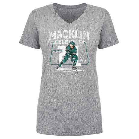 Macklin Celebrini Women's V-Neck T-Shirt | 500 LEVEL