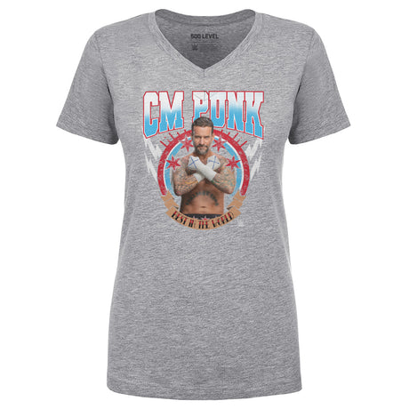 CM Punk Women's V-Neck T-Shirt | 500 LEVEL