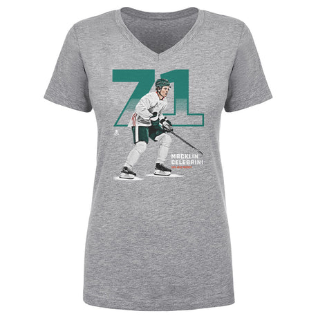 Macklin Celebrini Women's V-Neck T-Shirt | 500 LEVEL