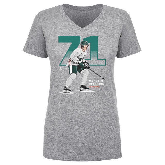 Macklin Celebrini Women's V-Neck T-Shirt | 500 LEVEL