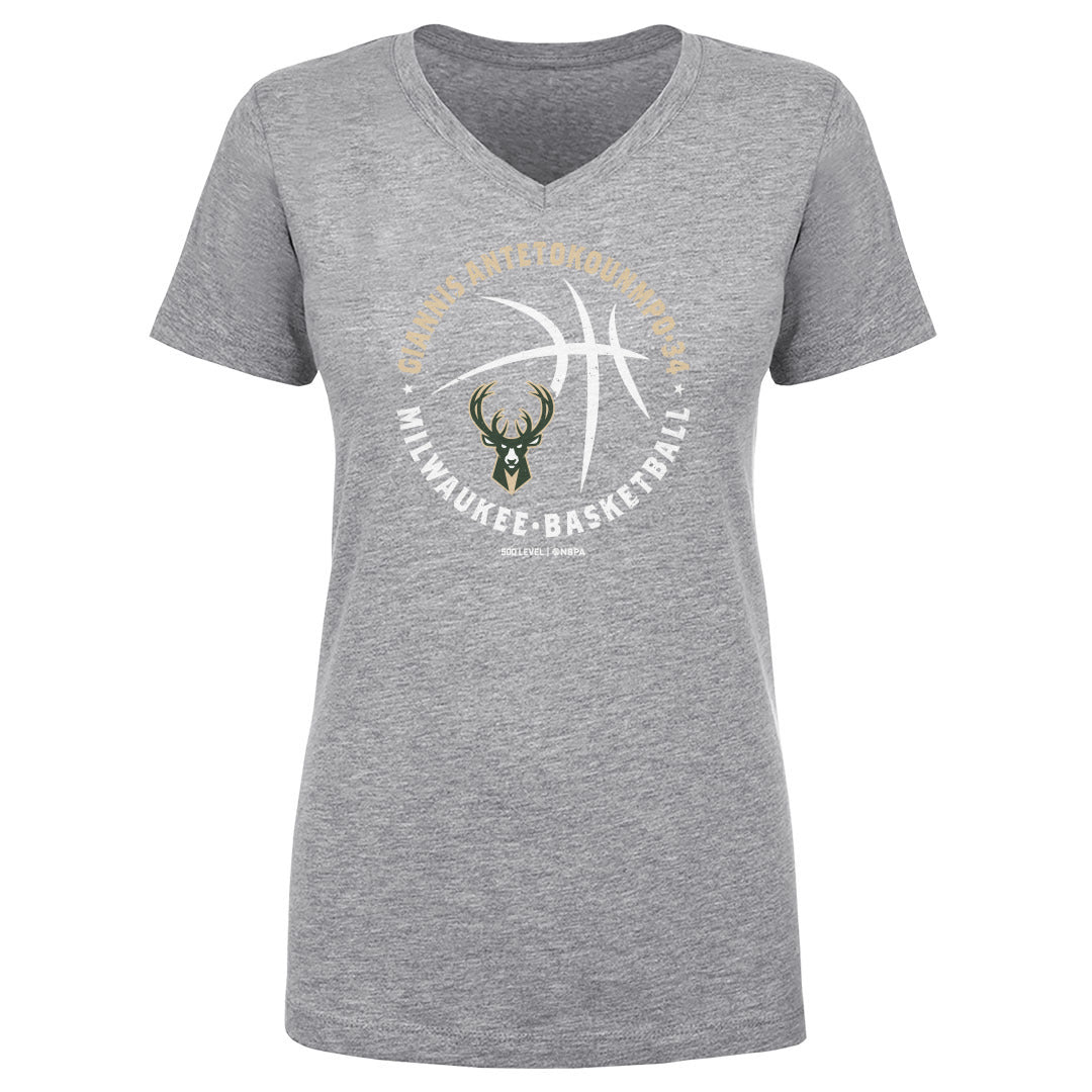 Giannis Antetokounmpo Women's V-Neck T-Shirt | 500 LEVEL