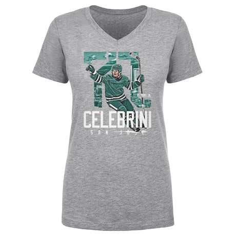 Macklin Celebrini Women's V-Neck T-Shirt | 500 LEVEL