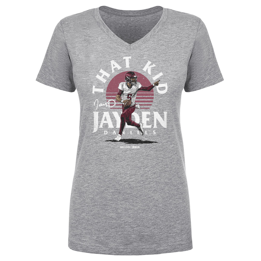 Jayden Daniels Women's V-Neck T-Shirt | 500 LEVEL