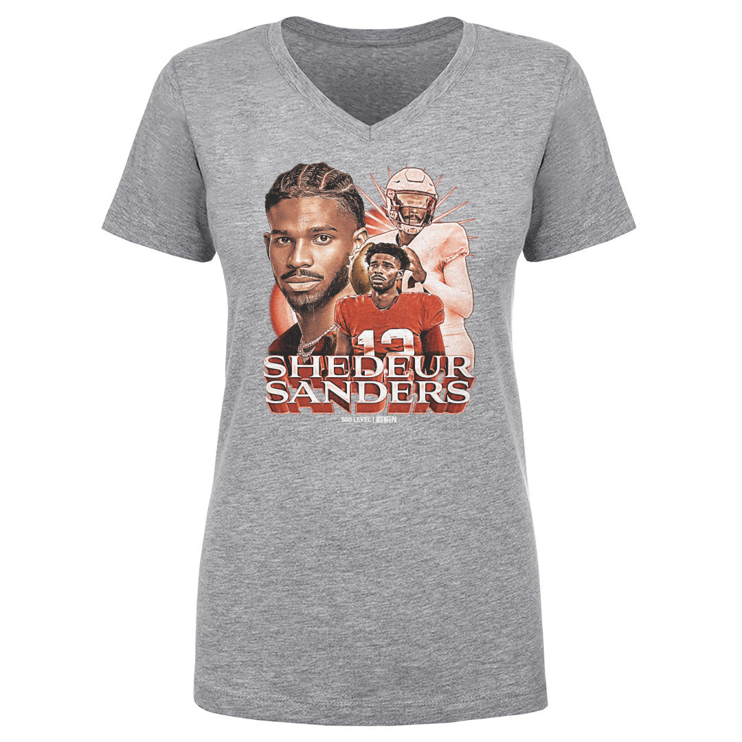 Shedeur Sanders Women's V-Neck T-Shirt | 500 LEVEL