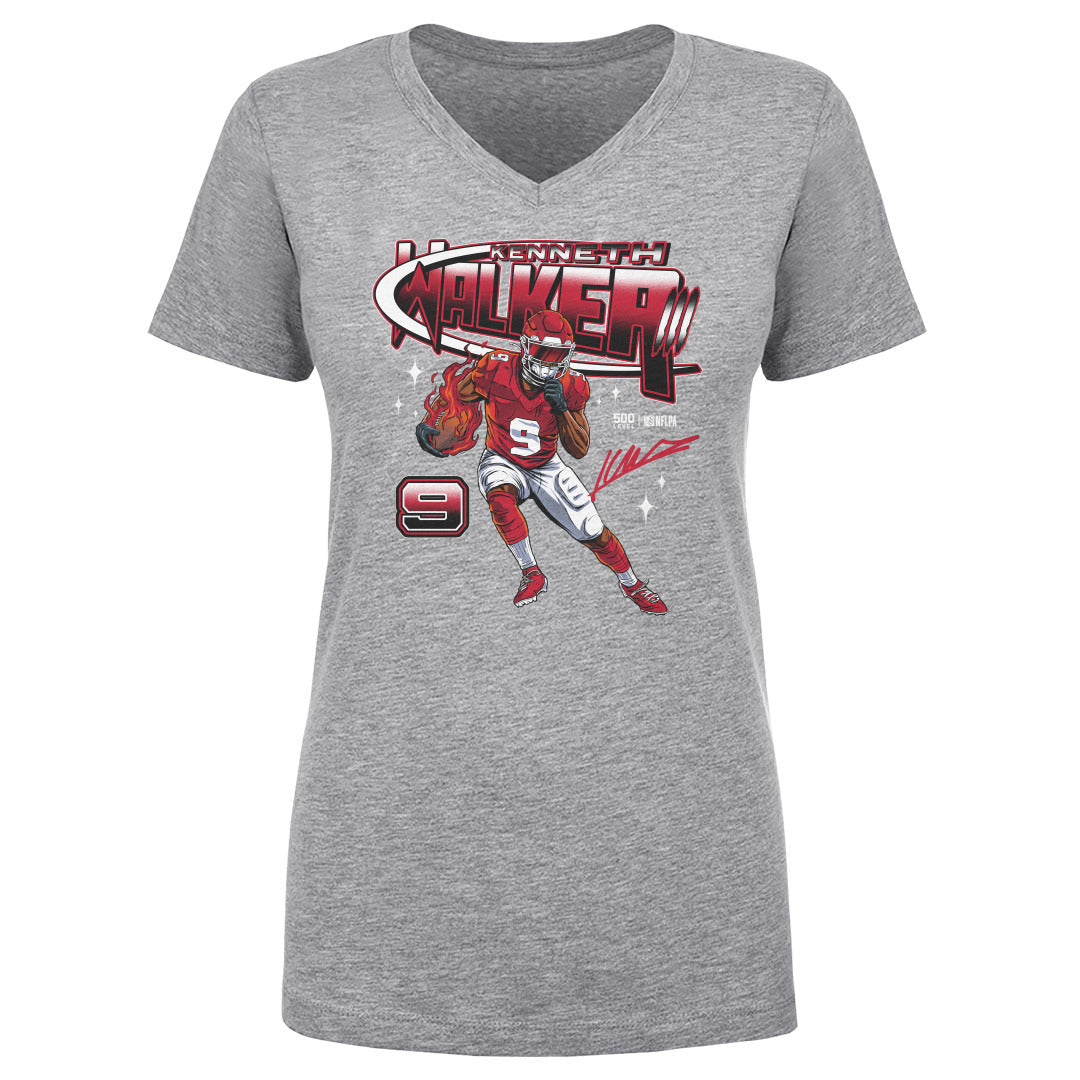 Kenneth Walker III Women's V-Neck T-Shirt | 500 LEVEL