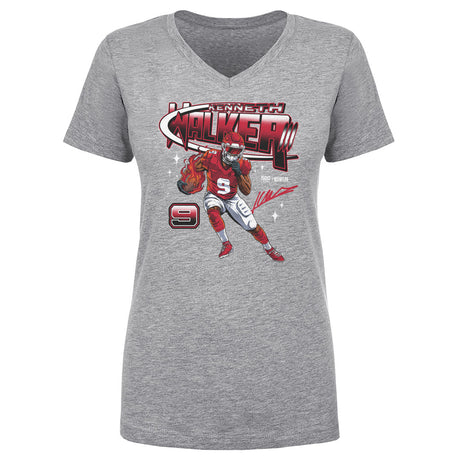 Kenneth Walker III Women's V-Neck T-Shirt | 500 LEVEL