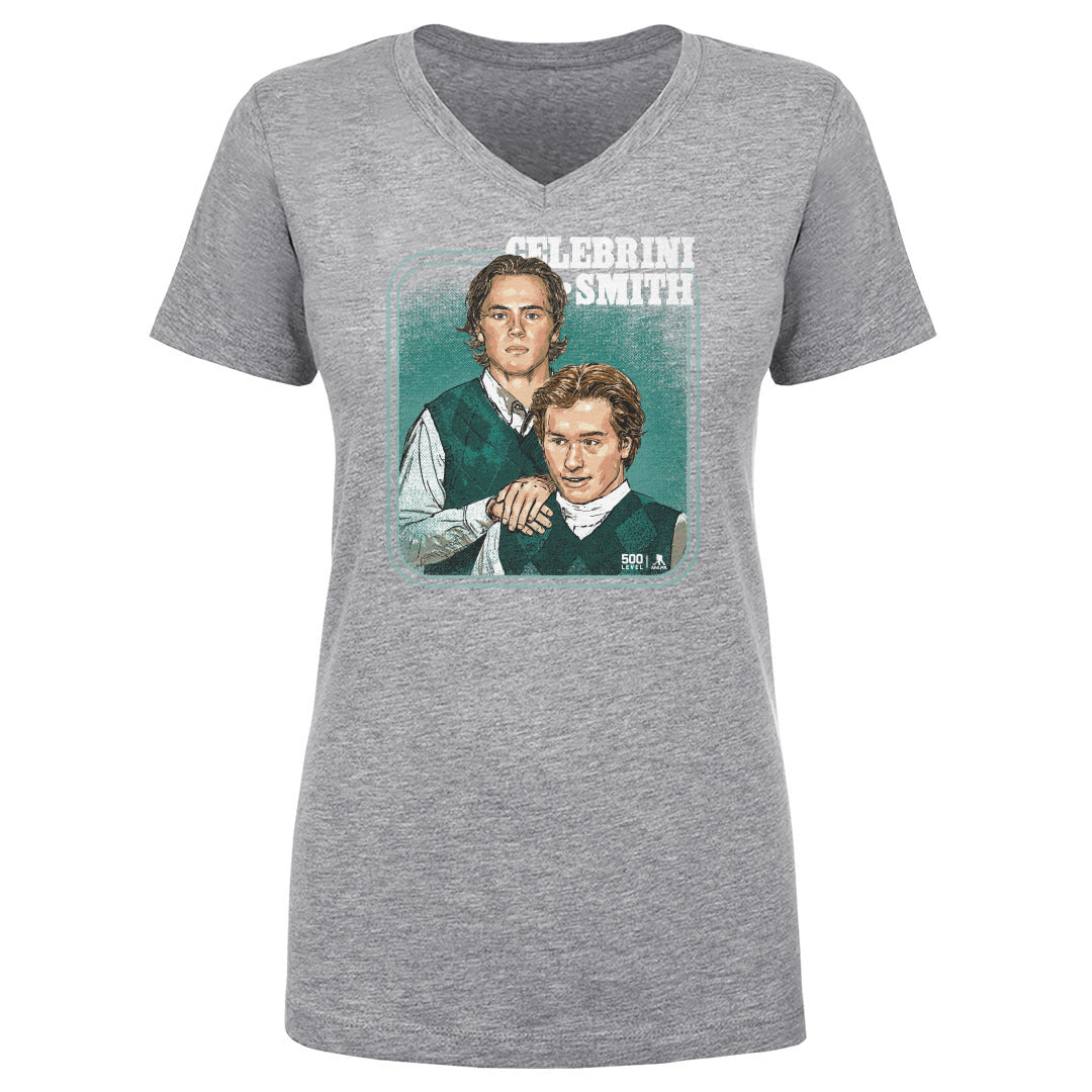 Macklin Celebrini Women's V-Neck T-Shirt | 500 LEVEL